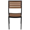 Flash Furniture Lark Outdoor Stackable Side Chair with Faux Teak Poly Slats XU-DG-HW6036-GG